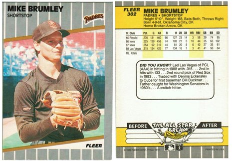 San Diego Padres - Mike Brumbley - Rookie Card