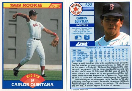 Boston Red Sox - Carlos Quintana - Rookie Card