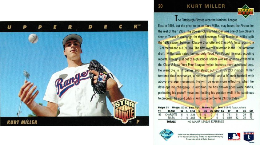 Texas Rangers - Kurt Miller - Rookie Card