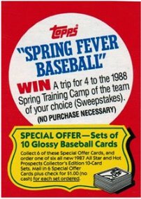1987 Spring Fever Baseball Mail in Offer