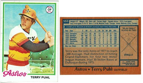 Houston Astros - Terry Puhl - Rookie Card