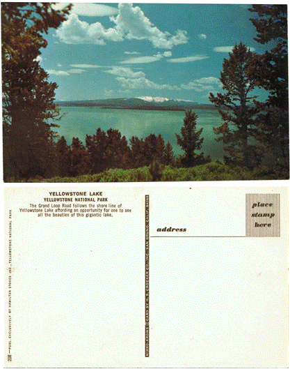 Postcard - Yellowstone Lake - Yellowstone National Park