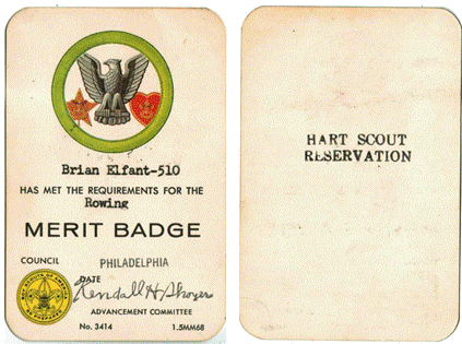 Merit Badge Card - Rowing