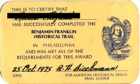Benjamin Franklin  Historical Trail Card