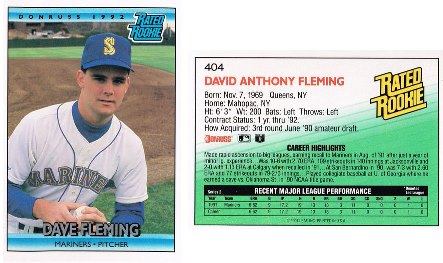 Seattle Mariners - Dave Fleming - Rookie Card