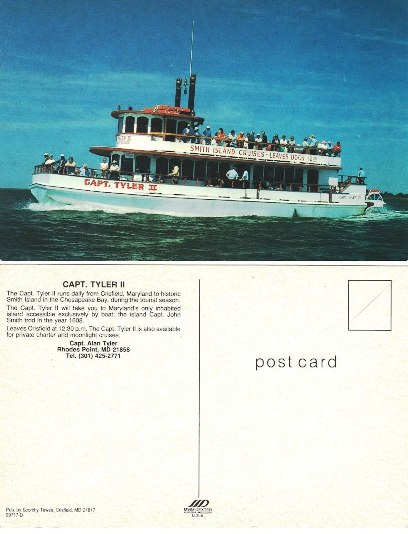 Postcard - Capt Tyler II	Tour Boat	 - Crisfield, MD