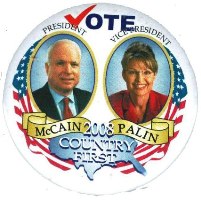 McCain & Palin 2008 'VOTE' Campaign Button