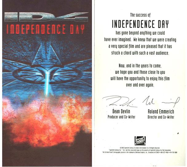 Independence Day Movie Promotional Hologram Card