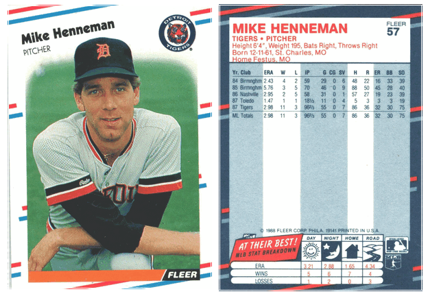 Atlanta Braves - Mike Henneman - Rookie Card