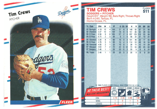 Los Angeles Dodgers - Tim Crews - Rookie Card