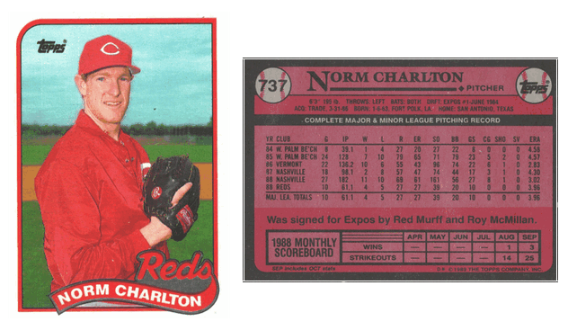 Cincinnati Reds - Norm Charlton - Rookie Card