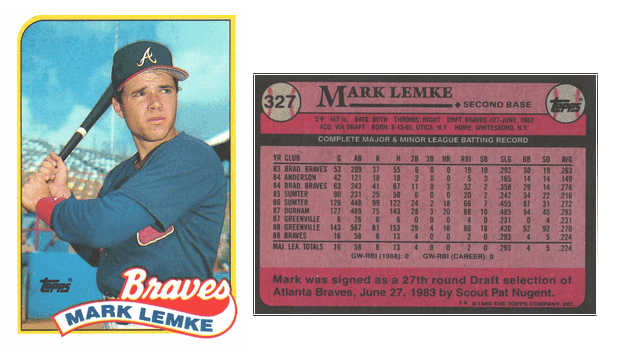 Atlanta Braves - Mark Lemke - Rookie Card