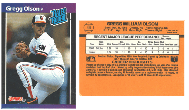 Baltimore Orioles - Greg Olson - Rookie Card