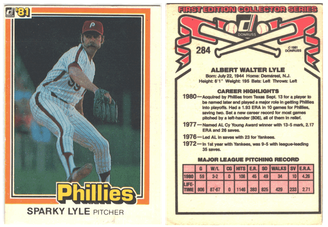 Philadelphia Phillies - Albert "Sparky" Lyle