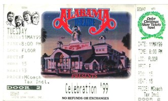 ALABAMA Concert Ticket Stub Celebration 1999