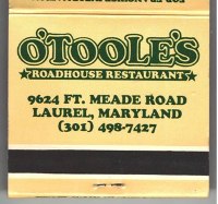 Matchbook - O'Toole's Roadhouse Restaurant