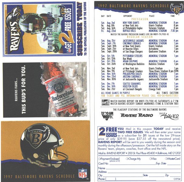 Baltimore Ravens - 1997 Football Schedule