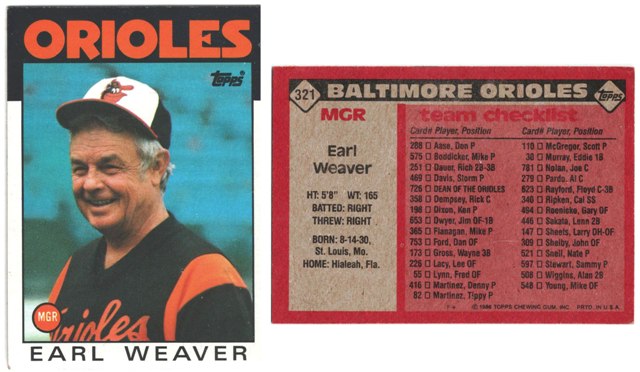 Baltimore Orioles - Earl Weaver - Manager - #2