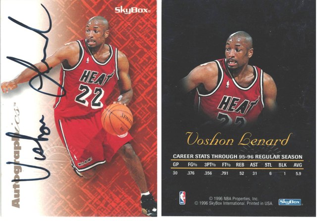 Miami Heat - Voshon Lenard - Autographed Card