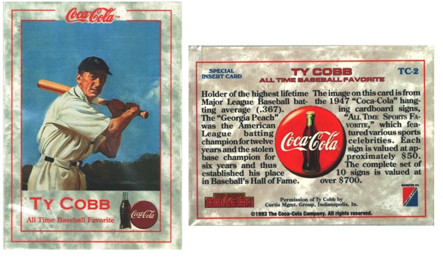 Insert Card - Coca-Cola Series 1 - Ty Cobb