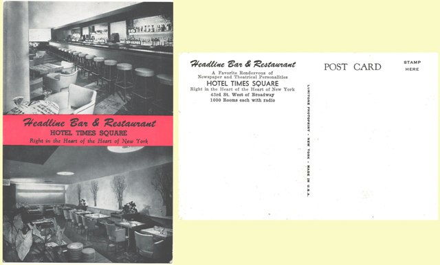 Postcard - Headline Bar & Restaurant - New York, NY