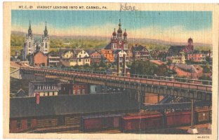 Postcard - Viaduct  - Mt Carmel, PA