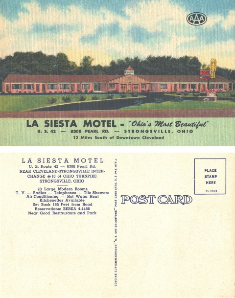 Postcard - La Siesta Motel - Strongsville, OH