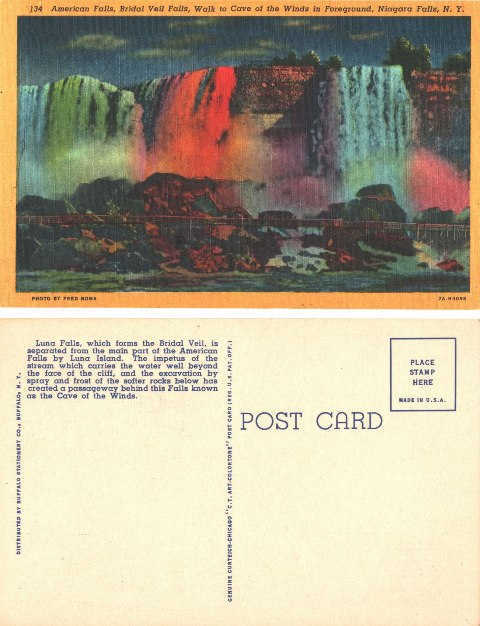 Postcard - American Falls & Bridal Veil Falls - Niagara Falls, NY