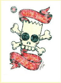 Insert Card - Simpsons Series 1 - Bart Skull Tattoo Card