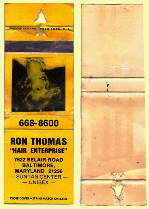 Matchbook Cover – Ron Thomas “Hair Enterprise”