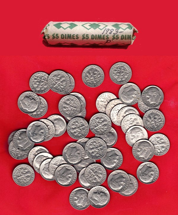 Roll of 1983-P Dimes