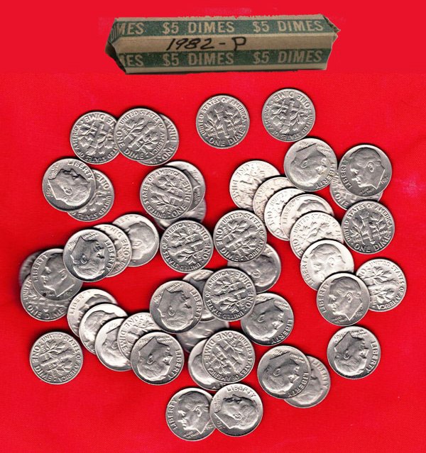 Roll of 1982-P Dimes