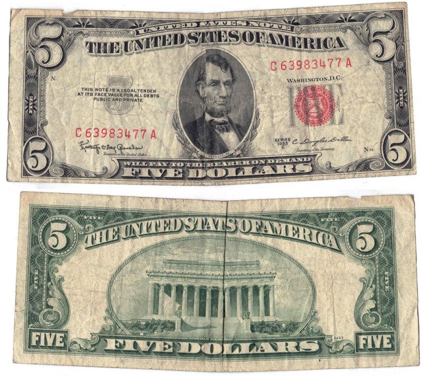 1953C $5 Dollar United States Note