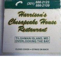 Matchbook – Harrison’s Chesapeake House Restaurant