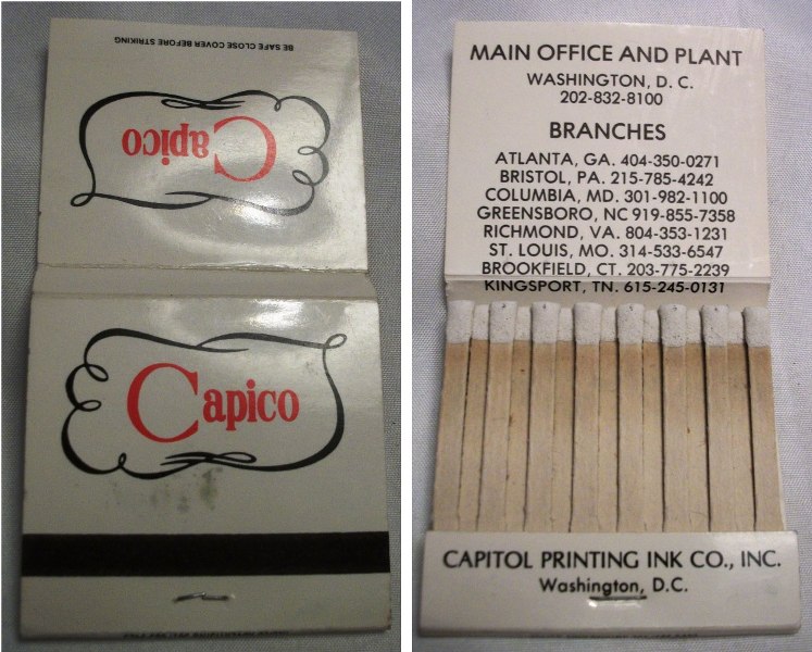 Matchbook – Capitol Printing Ink Company (Capico)
