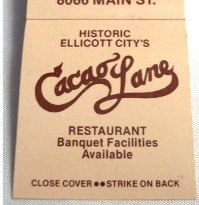Matchbook – Cacao Lane Restaurant