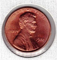 Coin – 1988 Brilliantly Uncirculated  Lincoln Head Memorial Cent