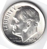 Coin – 1954S BU Roosevelt Silver Dime