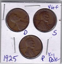 Coin - 1925P, D, & S Lincoln Wheat Penny Set