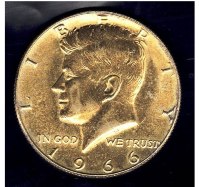 Coin - 1966 Gold Anodized Kennedy Half Dollar