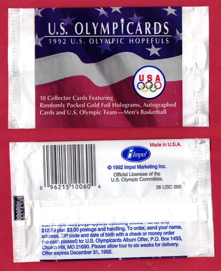 1992 US Olympic Hopefuls Trading Card Wrapper