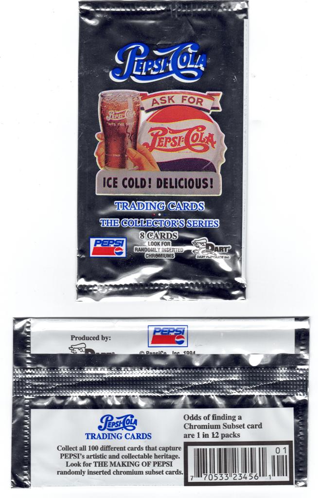 Pepsi Cola - Series 1 Trading Card Wrapper (Glass of Pepsi with a bottle cap)
