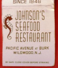 Matchbook – Johnson’s Seafood Restaurant (Wildwood, NJ)