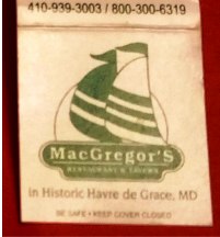 Matchbook - McGregor’s Restaurant (Havre de Grace, MD)