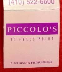 Matchbook – Piccolo’s Restaurant (Baltimore, MD) 20