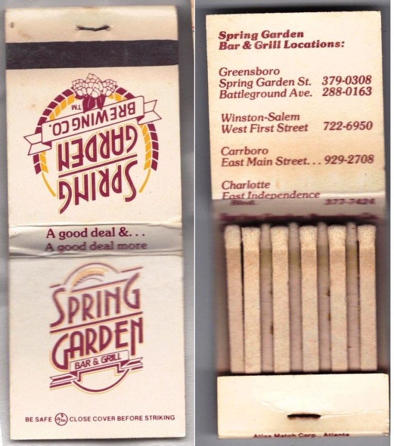 Matchbook – Spring Garden Bar & Grill (North Carolina)