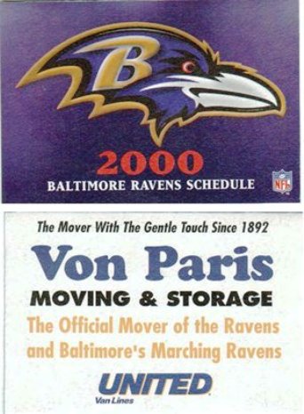 Baltimore Ravens - 2000 Football Schedule