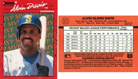 Seattle Mariners - Alvin Davis - Bonus Card
