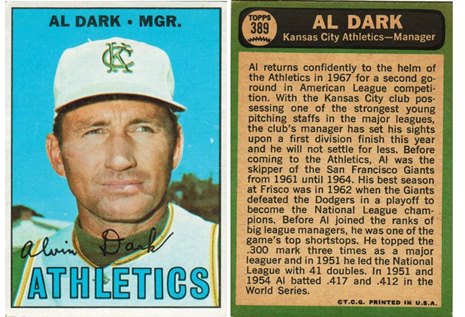 Kansas City Athletics - Alvin (Al) Dark - Manager