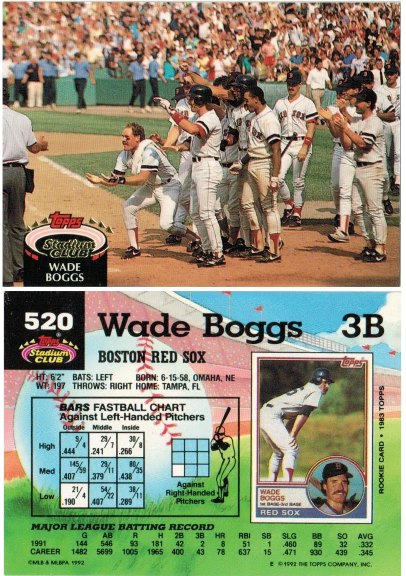 Boston Red Sox - Wade Boggs - Stadium Club